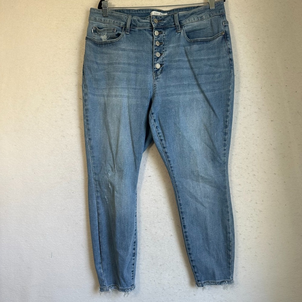 Judy Blue Skinny Fit Jeans Womens 18W Exposed Button Fly Medium Wash Denim
